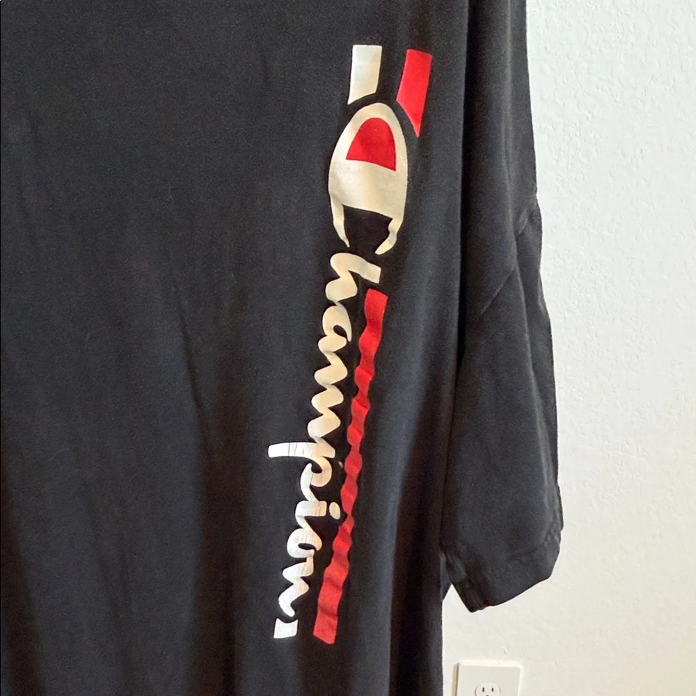 🌿 Champion Black Tee with Red and White Logo - Picture 3 of 4